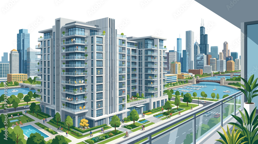 Fototapeta premium Modern High Rise Apartment Buildings.