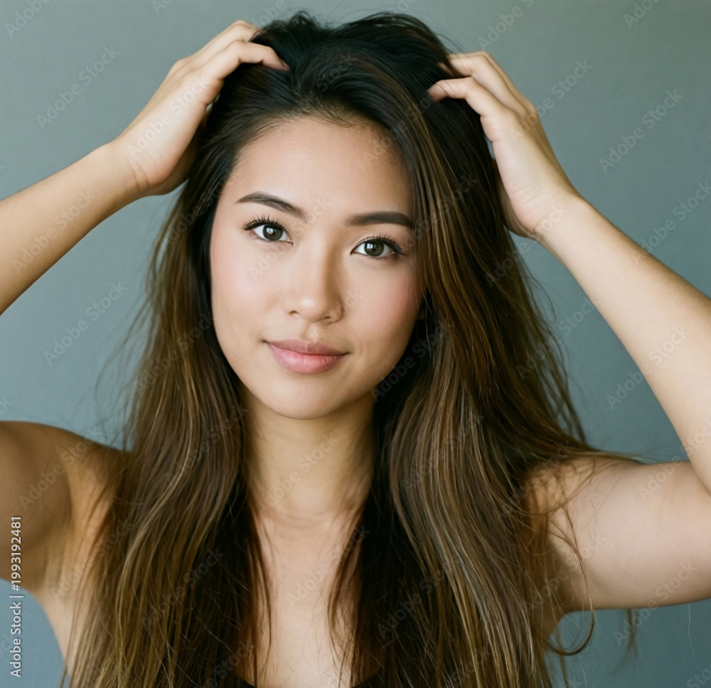 Naklejka premium schöne Frau mit langen Haar 2