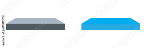 White and colour  3D display podium shelf  background. Collection of white 3D podium shelves in different shapes and sizes, isolated on light background for product display and mockup design.