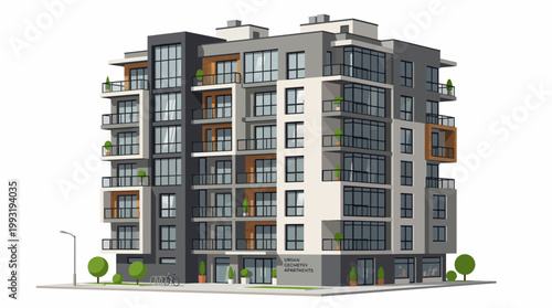 Modern apartment building exterior design.