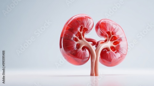 detailed 3D rendering of human kidney, isolated on clean white background