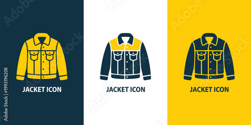 Jacket Icon Set Vector – Winter Clothing, Coat & Outerwear Symbols for Fashion and Retail