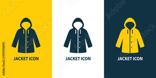Jacket Icon Set Vector – Winter Clothing, Coat & Outerwear Symbols for Fashion and Retail