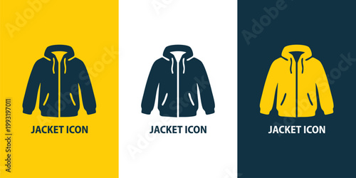 Jacket Icon Set Vector – Winter Clothing, Coat & Outerwear Symbols for Fashion and Retail