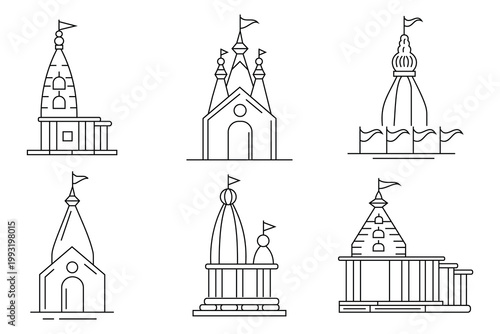 Temple icon. temple icon, vector best line icon. Temple icon with Indian architecture in outline style, ancient cultural landmark, heritage religious monument, tourism and tradition. 
