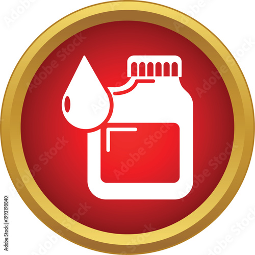 Motor oil bottle icon with a single drop, representing engine lubrication and service