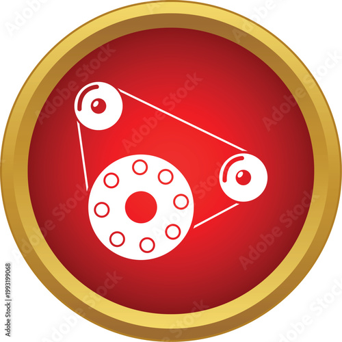 Timing belt and pulleys driving a mechanical system