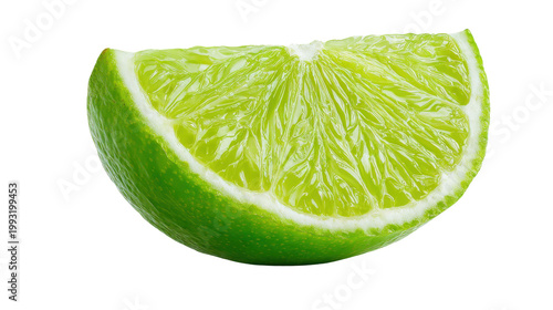 Lime wedge isolated on white background 