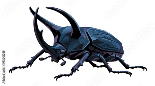 Majestic Atlas Beetle Metallic Vector Illustration