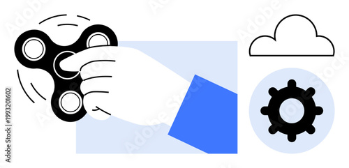 Fidget spinner concept. Fidget spinner addressing stress relief and focus improvement. Fidget spinner associated with relaxation, mindfulness, productivity, and mechanics. Versatile for wellness