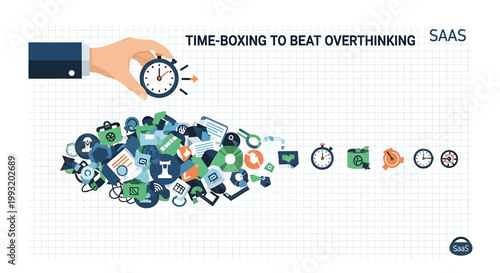 Productivity icons, time management symbols, business vector graphics, workflow optimization