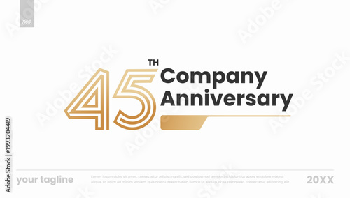 45th company anniversary gold outline logo banner template