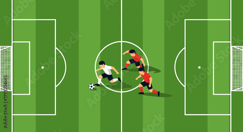 Soccer match illustration view from above sport game concept competition