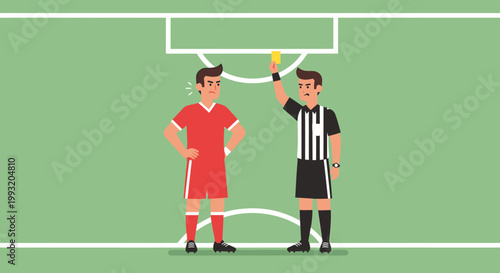 Referee showing yellow card soccer football illustration