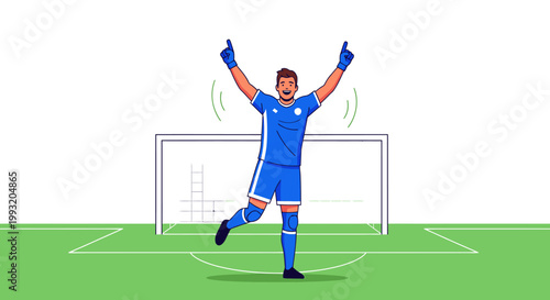 Soccer goalkeeper celebration after saving a goal vector illustration