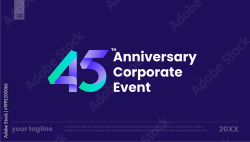45th anniversary corporate event blue purple gradient logo banner template