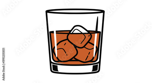 Whiskey on the rocks in glass.