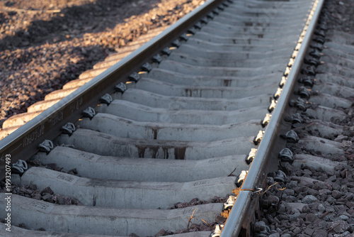 Railway tracks at sunset. New infrastructure for train traffic