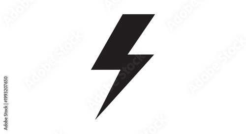 A striking black lightning bolt graphic against a white background silhouette