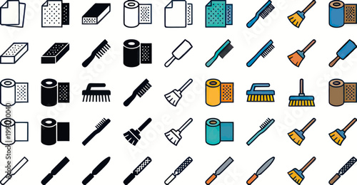 Collection of cleaning and maintenance tools