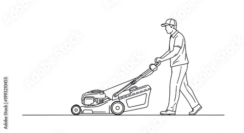 Man pushing a lawn mower