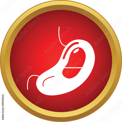 Human stomach organ symbol with a pill, representing digestion