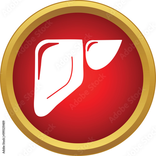 Human liver glyph icon representing medicine and biology in a red circle