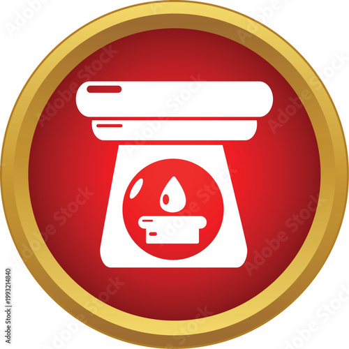 Aroma lamp icon showing oil burner with essential oil and candle