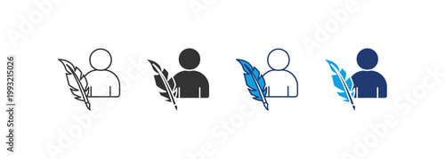 Author Icon Set Multiple Style Collection