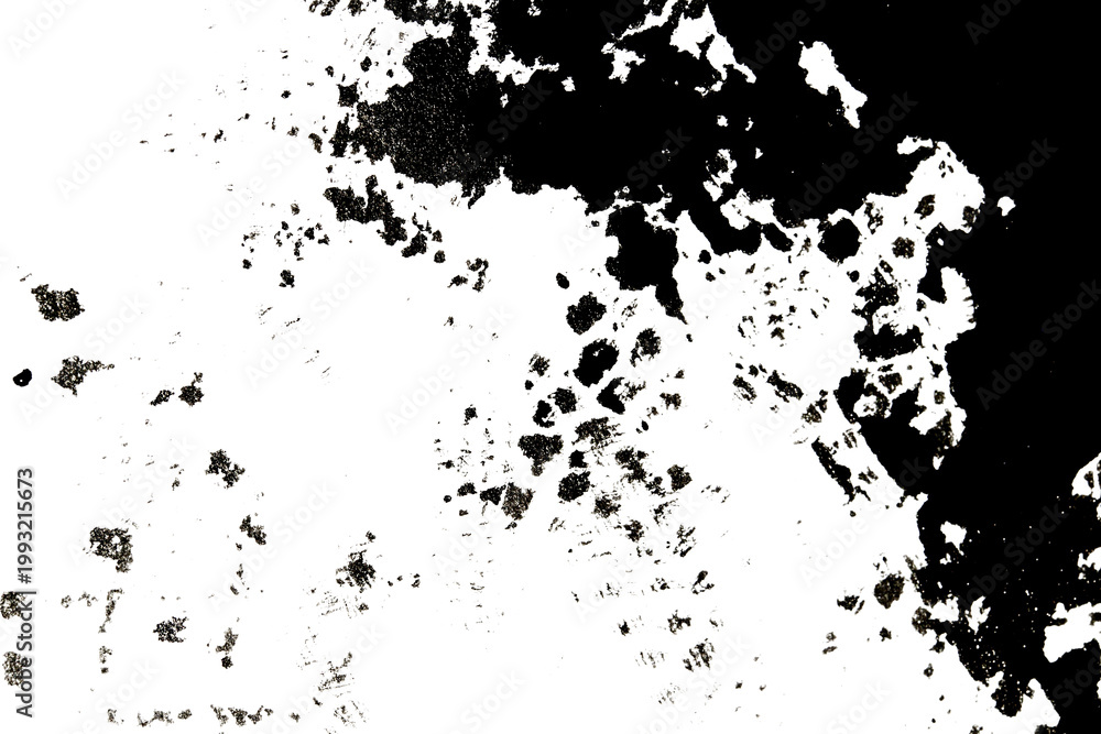 Obraz premium Abstract grunge black ink paint distressed texture rips tears and rust transparent crumpled industrial overlay background
