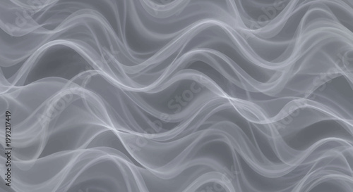 Abstract flowing translucent waves, ethereal light, gentle motion, soft texture, gray background.
