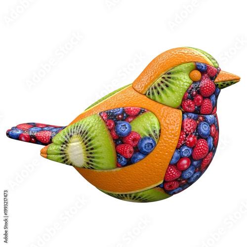 Colorful Fruit Bird Illustration