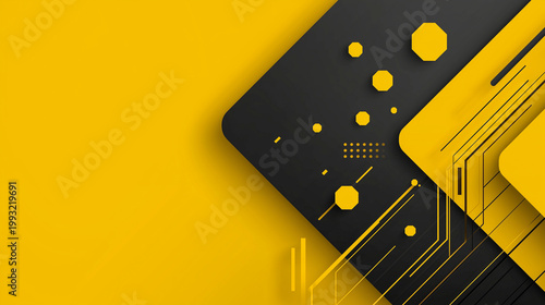 黒×イエローの幾何学デザイン背景