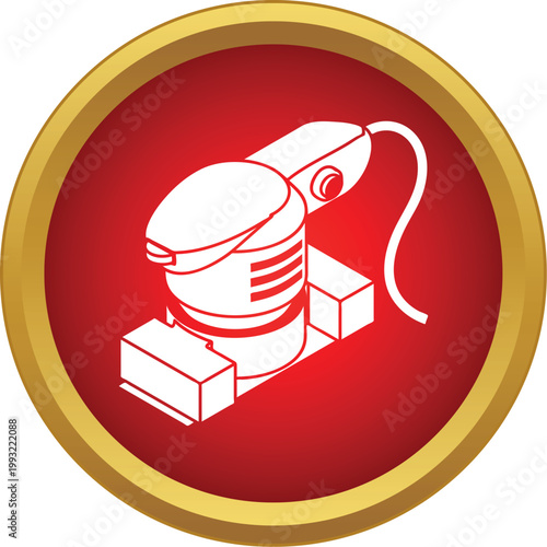 White outline of an electric orbital sander for carpentry work