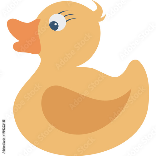 Bath Duck Icon Flat Design, Rubber Duck Toy Symbol, Bathroom Bath Time Illustration, Kids Bath Toy Icon