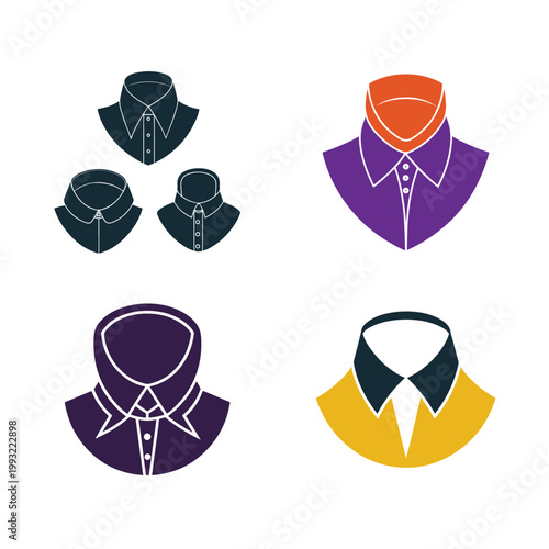 Collection of colorful shirt collars  various styles and colors  fashion icons