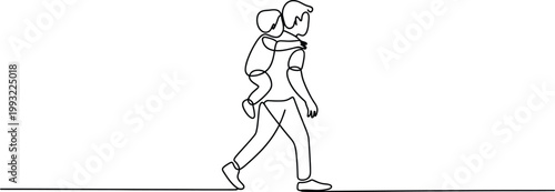 Fathers Day line art style vector illustration father and son one continuous line minimal artwork for parenting and emotional connection