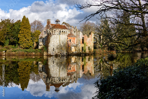 Reflections of an English Castle in Lamberhurst Kent UK
