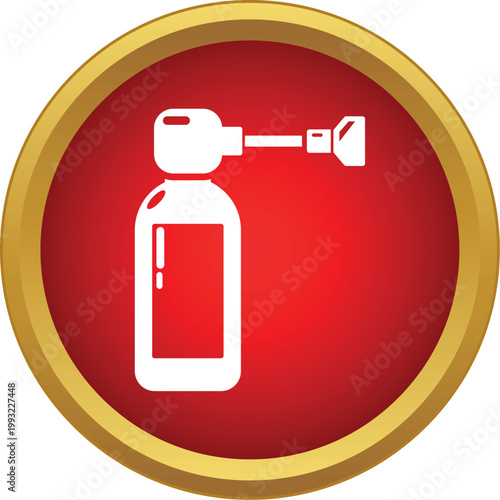 Throat spray bottle symbolizing health and medical treatment in a red circle