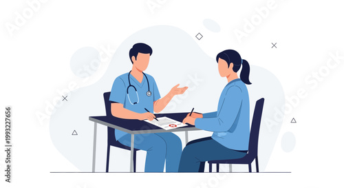 Doctor consulting patient, medical check-up, healthcare, doctor's office, patient care