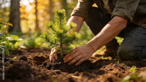 Person planting a small tree