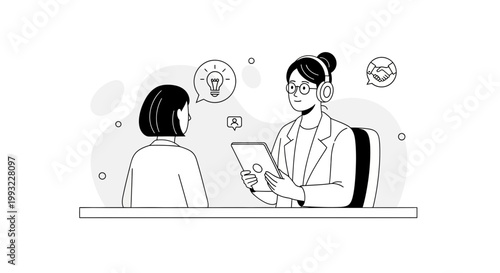 Job interview, online meeting, business discussion, idea sharing, remote work, collaboration