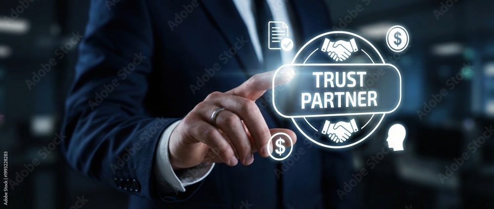 Obraz premium Business partnership trust development corporate office digital graphic modern environment close-up viewpoint collaboration concept for success