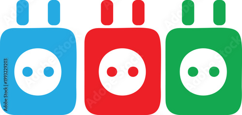 Electric Socket Icon Set Power Plug Energy Charging Vector Illustration
