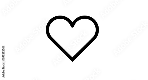 Simple outline heart vector graphic representing love and care. An iconic symbol for digital platforms and emotional connection