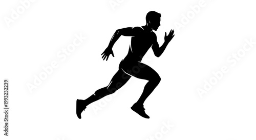 Silhouette of a male runner in motion, symbolizing speed, fitness, and athletic performance