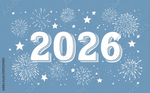 Celebrating the arrival of 2026 with fireworks and stars. Welcoming the new year with joy and optimism.