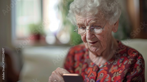An Elderly Lady Uses A Cell Phone