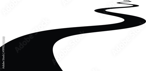 A black winding road on a white background Vector, illustration