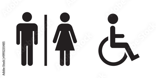 Restroom signage male female and wheelchair accessible symbols